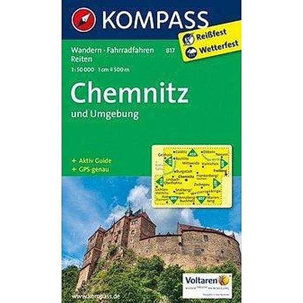 KOMPASS Wanderkarte 817 Chemnitz und Umgebung 1:50.000