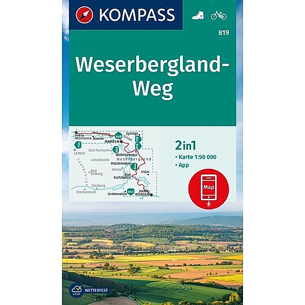 KOMPASS Wanderkarte 819 Weserbergland-Weg 1:50.000