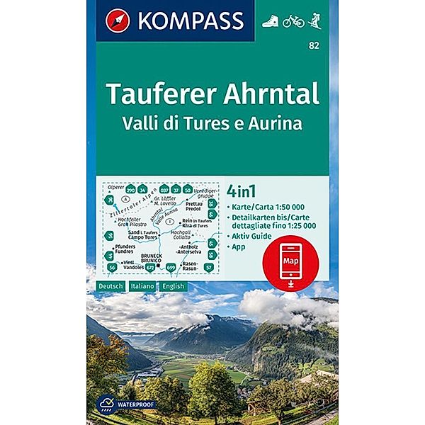 KOMPASS Wanderkarte 82 Tauferer Ahrntal, Valle di Tures e Aurina 1:50.000