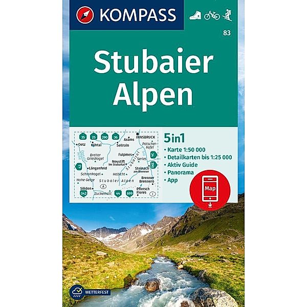 KOMPASS Wanderkarte 83 Stubaier Alpen 1:50.000