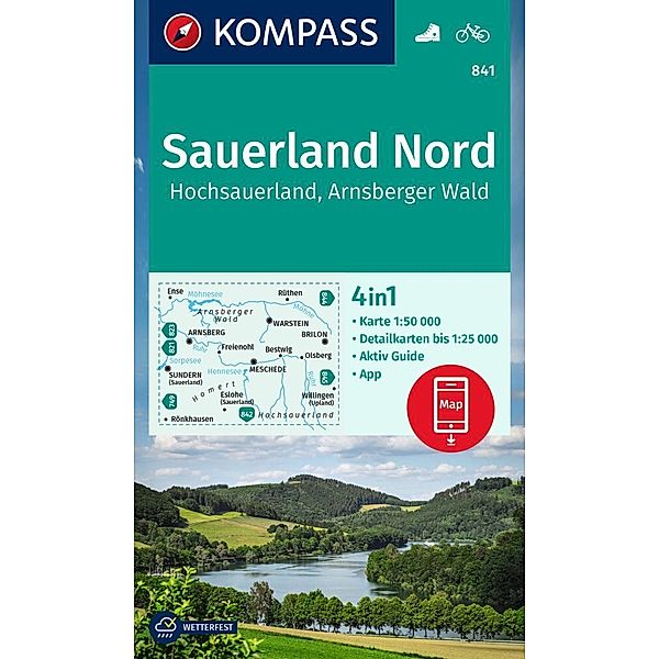 KOMPASS Wanderkarte 841 Sauerland Nord, Hochsauerland, Arnsberger Wald 1:50.000