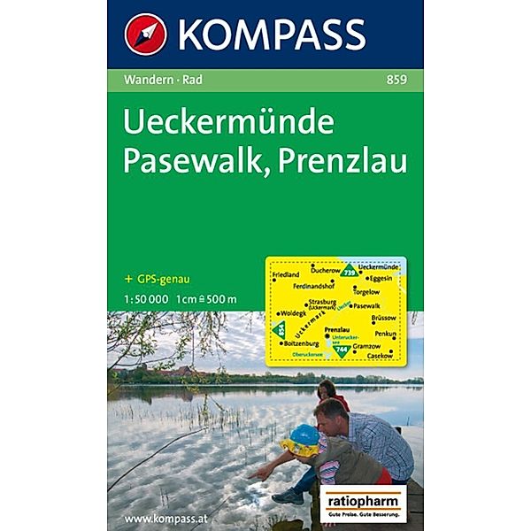 KOMPASS Wanderkarte 859 Ueckermünde - Pasewalk - Prenzlau 1:50.000