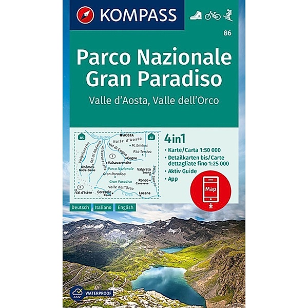 KOMPASS Wanderkarte 86 Parco Nazionale Gran Paradiso, Valle d'Aosta, Valle dell'Orco 1:50.000