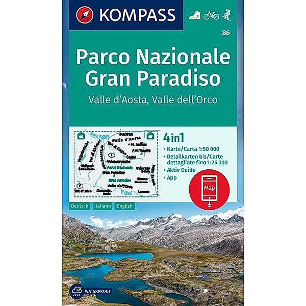 KOMPASS Wanderkarte 86 Parco Nazionale Gran Paradiso, Valle d'Aosta, Valle dell'Orco 1:50.000