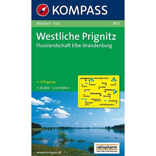 KOMPASS Wanderkarte 860 Westliche Prignitz - Flusslandschaft Elbe-Brandenburg 1:50.000