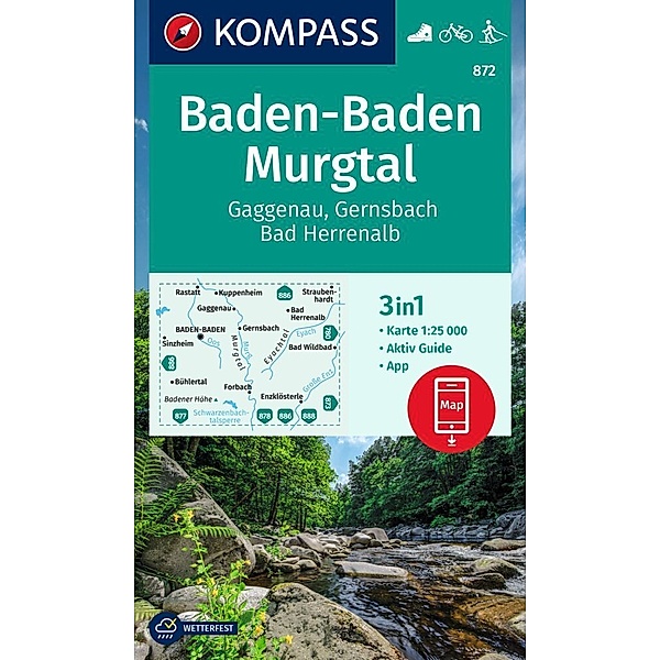 KOMPASS Wanderkarte 872 Baden-Baden, Murgtal, Gaggenau, Gernsbach, Bad Herrenalb 1:25.000