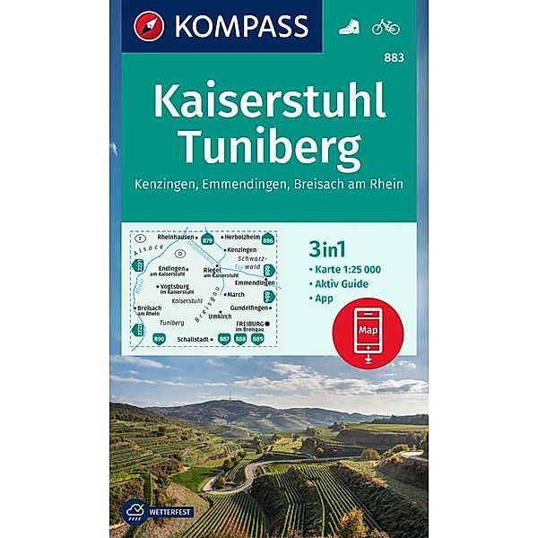 KOMPASS Wanderkarte 883 Kaiserstuhl, Tuniberg, Kenzingen, Emmendingen, Breisach am Rhein 1:25.000