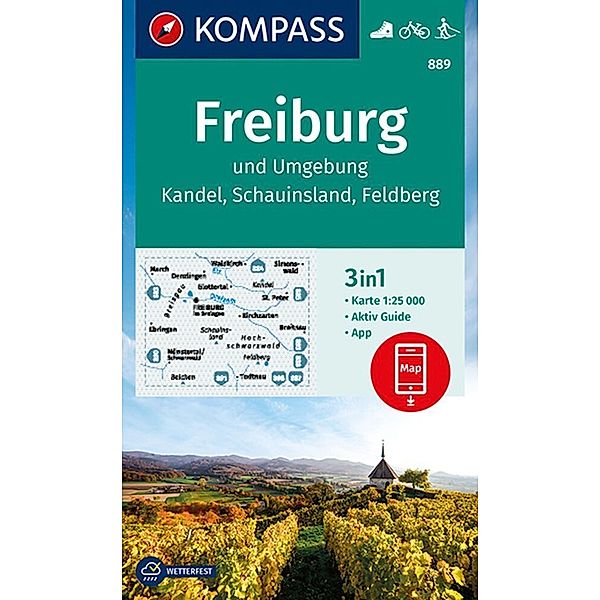 KOMPASS Wanderkarte 889 Freiburg und Umgebung, Kandel, Schauinsland, Feldberg 1:25.000