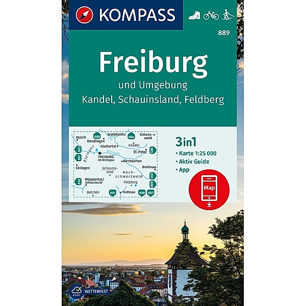 KOMPASS Wanderkarte 889 Freiburg und Umgebung, Kandel, Schauinsland, Feldberg 1:25.000