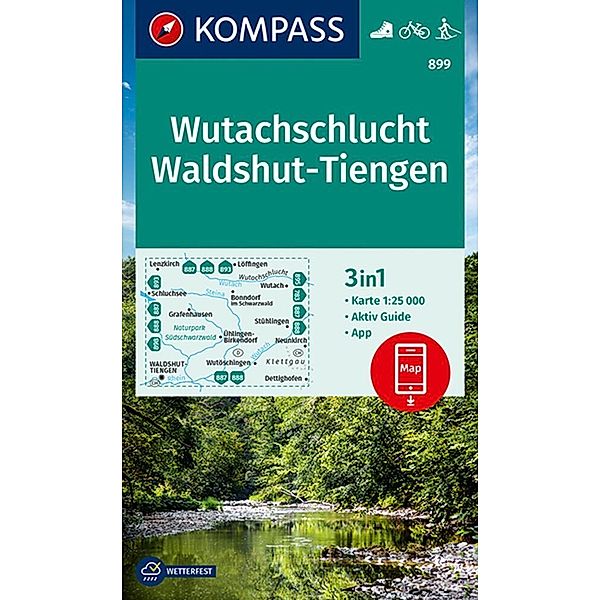 KOMPASS Wanderkarte 899 Wutachschlucht, Waldshut, Tiengen 1:25.000