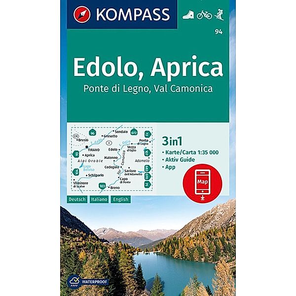 KOMPASS Wanderkarte 94 Edolo, Aprica, Ponte di Legno, Val Camonica 1:35.000