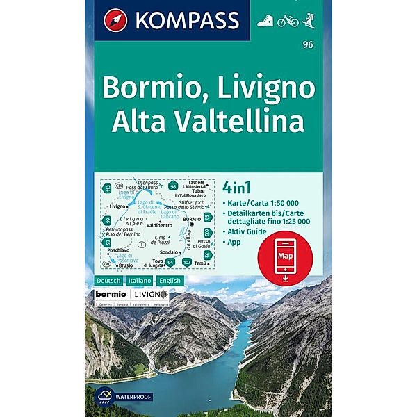 KOMPASS Wanderkarte 96 Bormio, Livigno, Alta Valtellina 1:50.000
