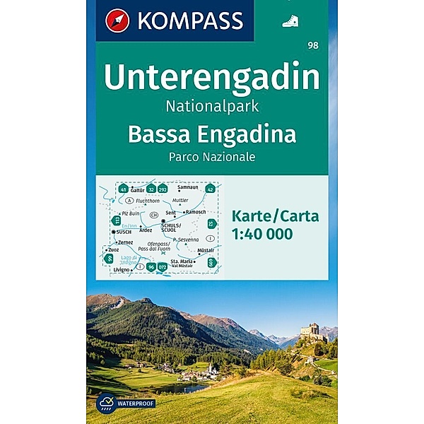KOMPASS Wanderkarte 98 Unterengadin, Nationalpark / Bassa Engadina, Parco Nazionale 1:40.000