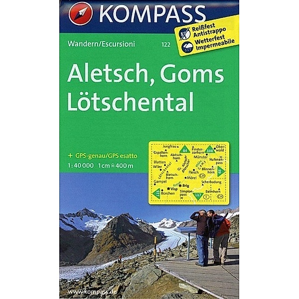 KOMPASS Wanderkarte Aletsch - Goms - Lötschental