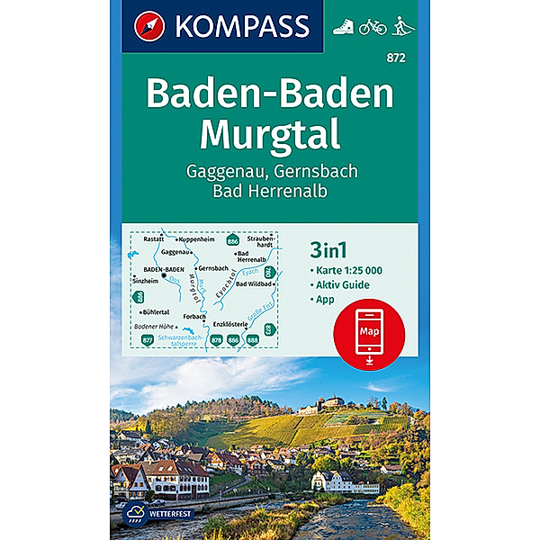 KOMPASS Wanderkarte Baden-Baden, Murgtal, Gaggenau, Gernsbach, Bad Herrenalb