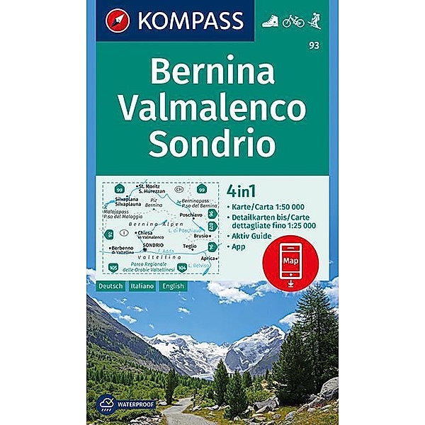 KOMPASS Wanderkarte Bernina, Valmalenco, Sondrio