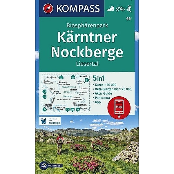 KOMPASS Wanderkarte Biosphärenpark Kärntner Nockberge, Liesertal