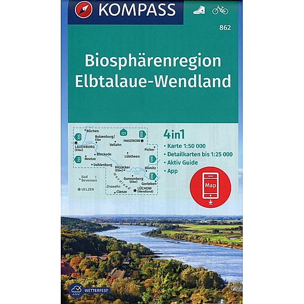 KOMPASS Wanderkarte Biosphärenregion Elbtalaue-Wendland