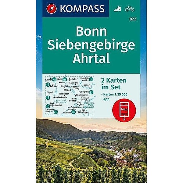 KOMPASS Wanderkarte Bonn, Siebengebirge, Ahrtal