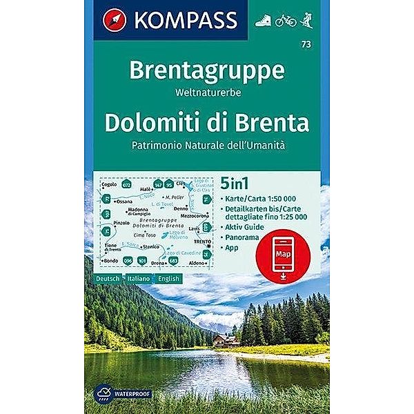 KOMPASS Wanderkarte Brentagruppe, Weltnaturerbe, Dolomiti di Brenta