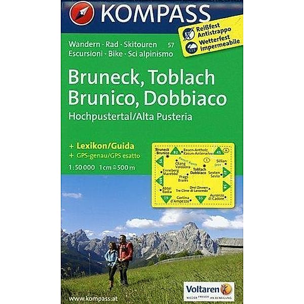 KOMPASS Wanderkarte Bruneck / Toblach / Hochpustertal - Brunico / Dobbiaco / Alta Pusteria