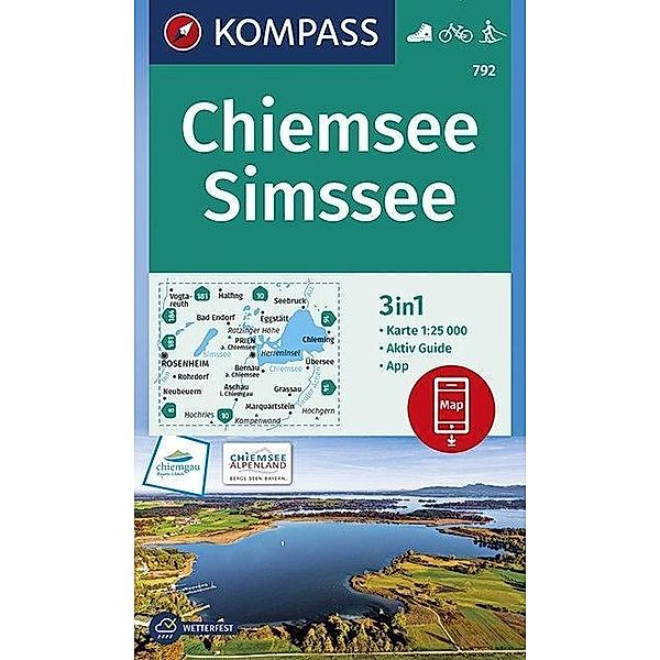 KOMPASS Wanderkarte Chiemsee, Simssee