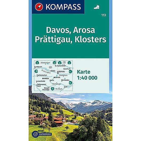KOMPASS Wanderkarte Davos, Arosa, Prättigau, Klosters