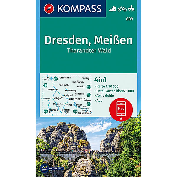 KOMPASS Wanderkarte Dresden, Meissen, Tharandter Wald