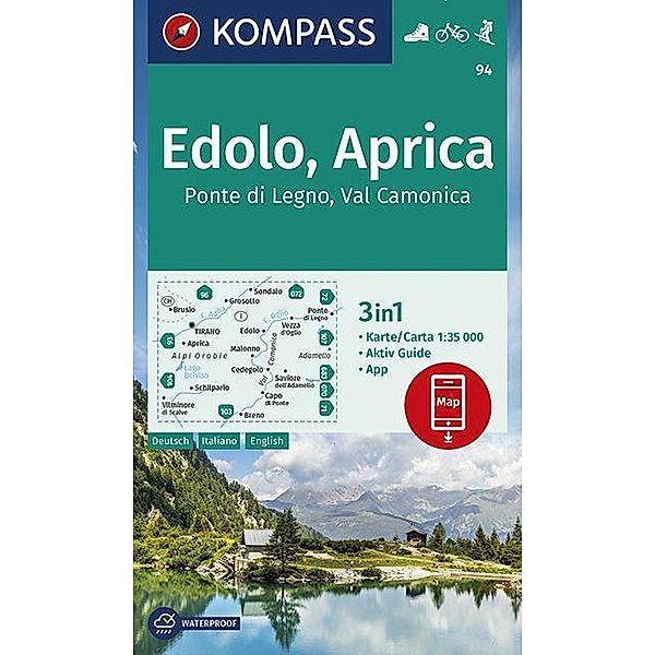 KOMPASS Wanderkarte Edolo, Aprica, Ponte di Legno, Val Camonica