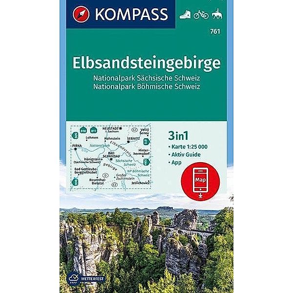 KOMPASS Wanderkarte Elbsandsteingebirge, Nationalpark Sächsische Schweiz, Nationalpark Böhmische Schweiz