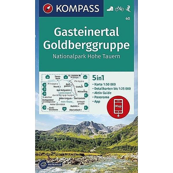 KOMPASS Wanderkarte Gasteinertal, Goldberggruppe, Nationalpark Hohe Tauern