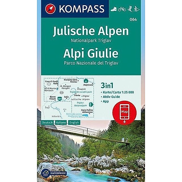 KOMPASS Wanderkarte Julische Alpen, Nationalpark Triglav, Alpi Giulie