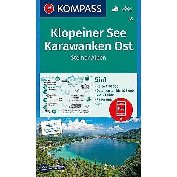 KOMPASS Wanderkarte Klopeiner See, Karawanken Ost, Steiner Alpen