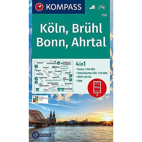 KOMPASS Wanderkarte Köln, Brühl, Bonn, Ahrtal