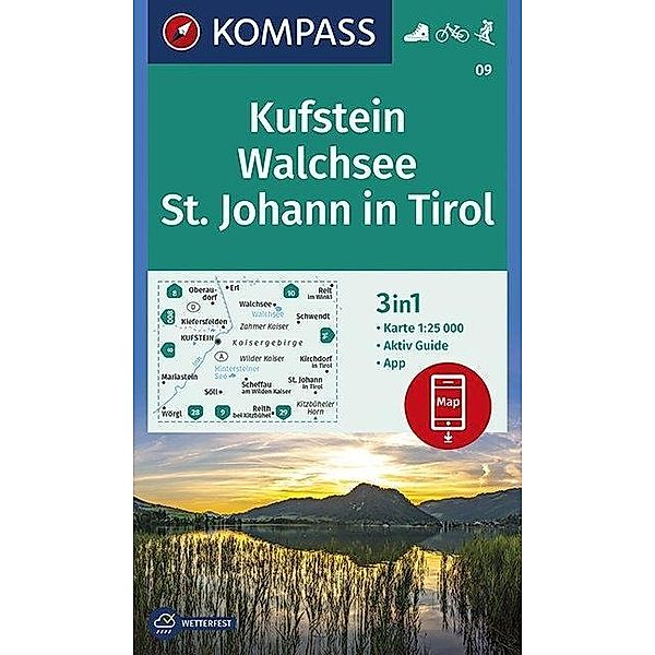 KOMPASS Wanderkarte Kufstein, Walchsee, St. Johann in Tirol