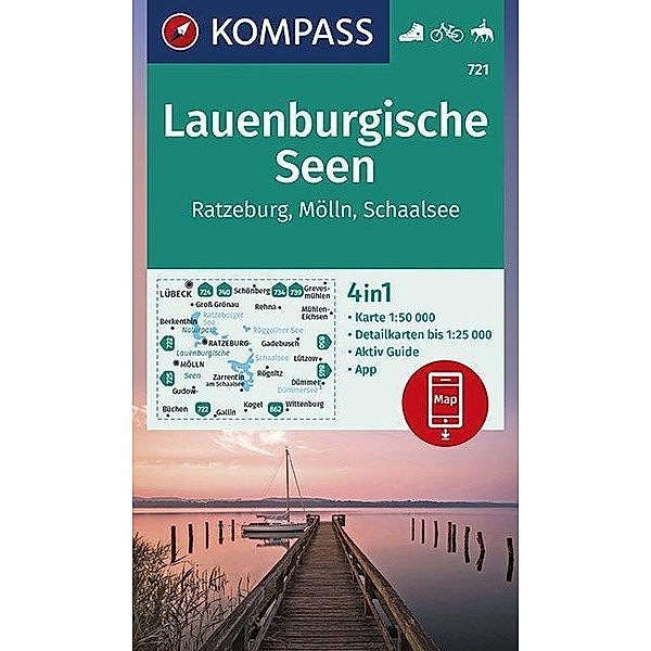 KOMPASS Wanderkarte Lauenburgische Seen, Ratzeburg, Mölln, Schaalsee