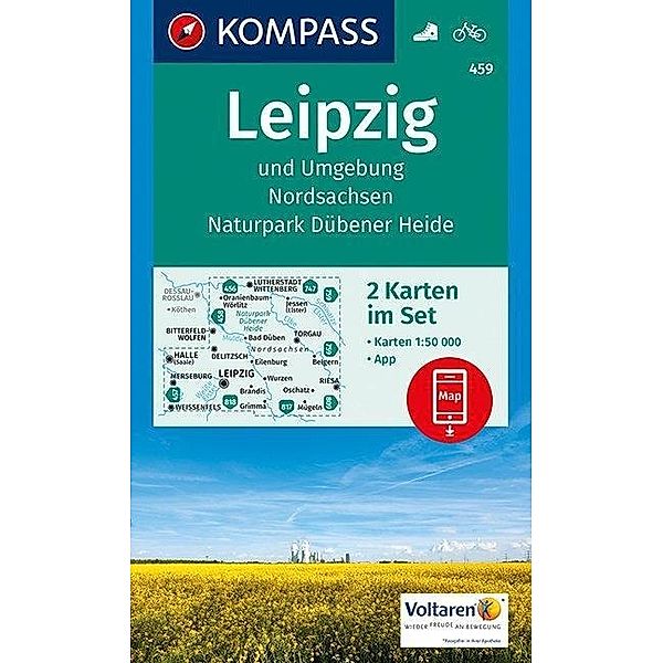 KOMPASS Wanderkarte Leipzig und Umgebung, Nordsachsen, Naturpark Dübener Heide