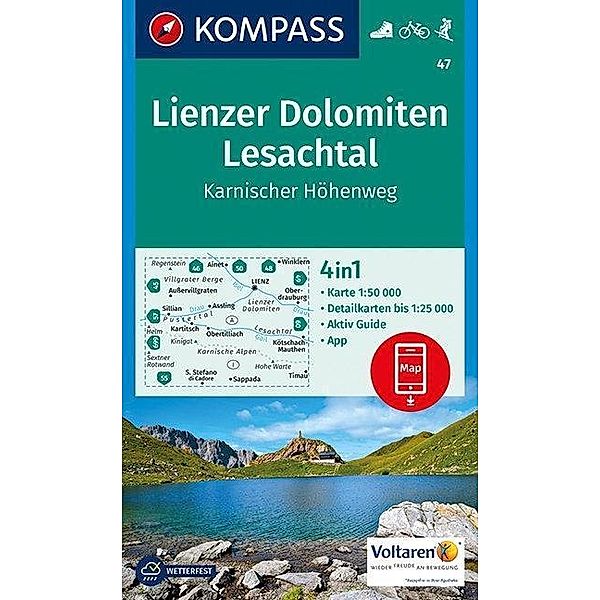 KOMPASS Wanderkarte Lienzer Dolomiten, Lesachtal, Karnischer Höhenweg