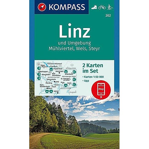 KOMPASS Wanderkarte Linz und Umgebung, Mühlviertel, Wels, Steyr