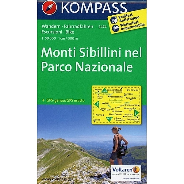 KOMPASS Wanderkarte Monti Sibillini nel Parco Nazionale