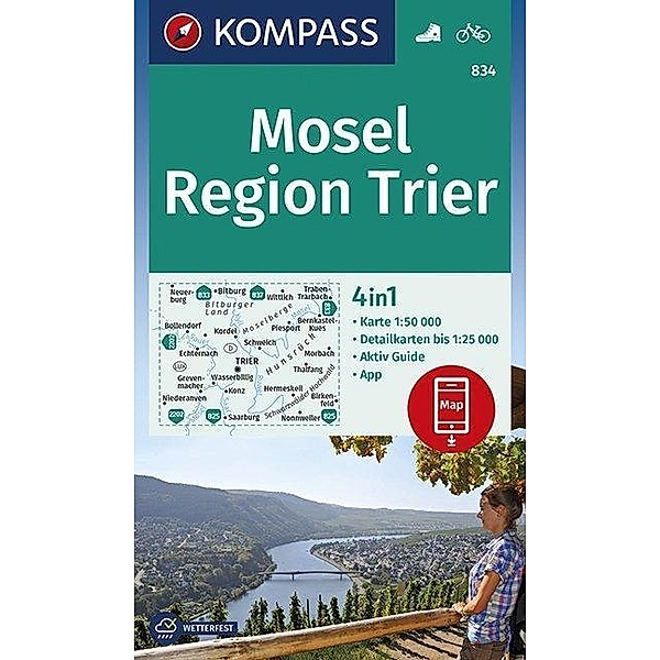 KOMPASS Wanderkarte Mosel, Region Trier