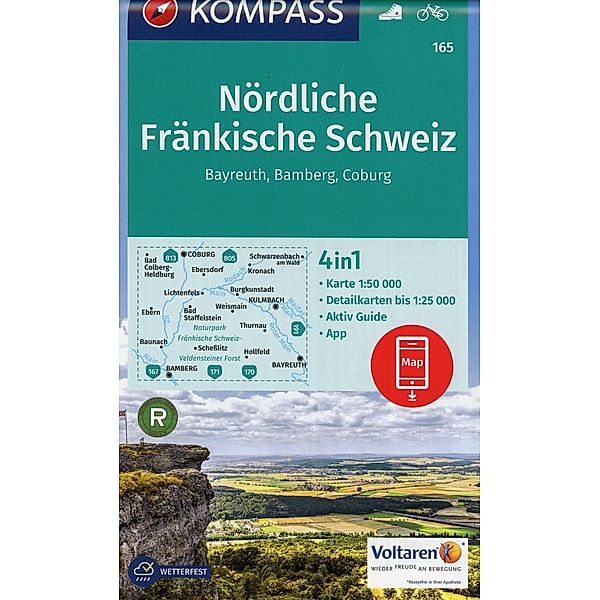 KOMPASS Wanderkarte Nördliche Fränkische Schweiz, Bayreuth, Bamberg, Coburg