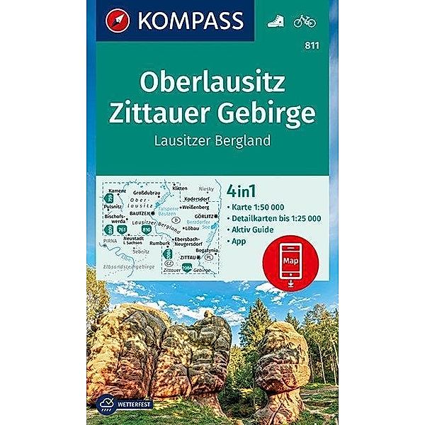 KOMPASS Wanderkarte Oberlausitz, Zittauer Gebirge, Lausitzer Bergland