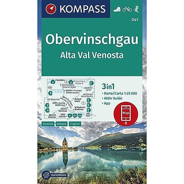 KOMPASS Wanderkarte Obervinschgau, Alta Val Venosta