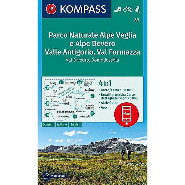 KOMPASS Wanderkarte Parco Naturale Alpe Veglia e Alpe Devero, Valle Antigorio, Val Formazza, Val Divedro, Domodossola