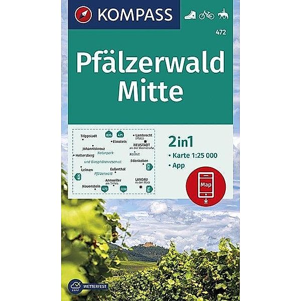 KOMPASS Wanderkarte Pfälzerwald Mitte