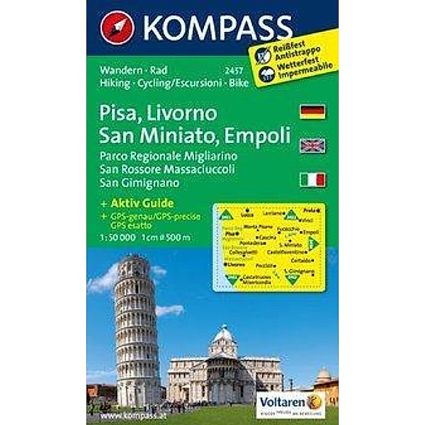 KOMPASS Wanderkarte Pisa - Livorno - San Miniato - Empoli - Parco Regionale Migliarino San Rossore Massaciuccoli - San G