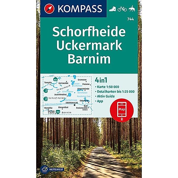 KOMPASS Wanderkarte Schorfheide, Uckermark, Barnim 744
