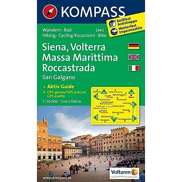 KOMPASS Wanderkarte Siena - Volterra - Massa Marittima - Rocca Strada - San Galgano