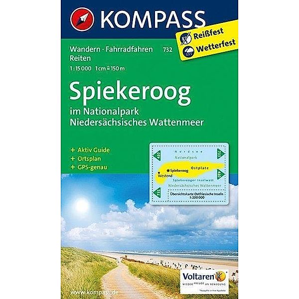 KOMPASS Wanderkarte Spiekeroog im Nationalpark NIedersächsisches Wattenmeer